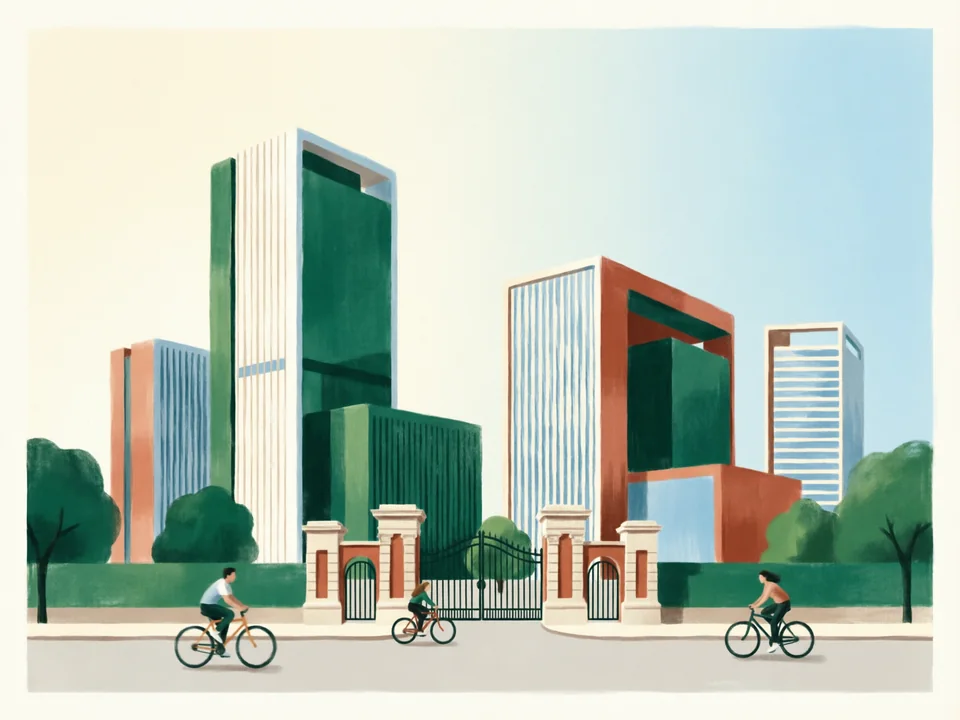 Concept illustration of Zhongguancun tech district in Haidian: Beijing’s technology and university district