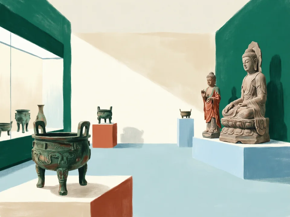 Concept illustration of Sichuan Museum in Qingyang: Bronzes, Buddhist art and Sichuan history