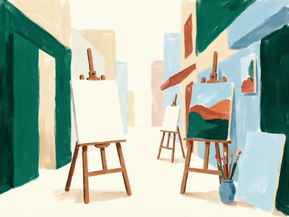 Concept illustration of Dafen Oil Painting Village in Longgang: A neighbourhood associated with painting and creative work