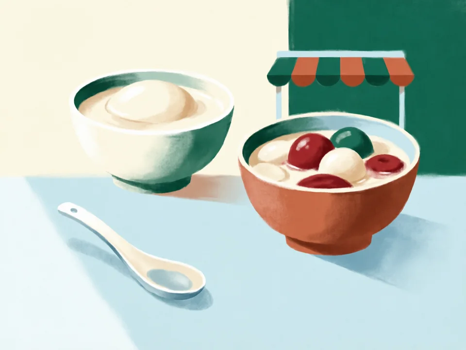 Concept illustration of A Cantonese dessert stop in Liwan: Double-skin milk or a sweet soup for an afternoon break