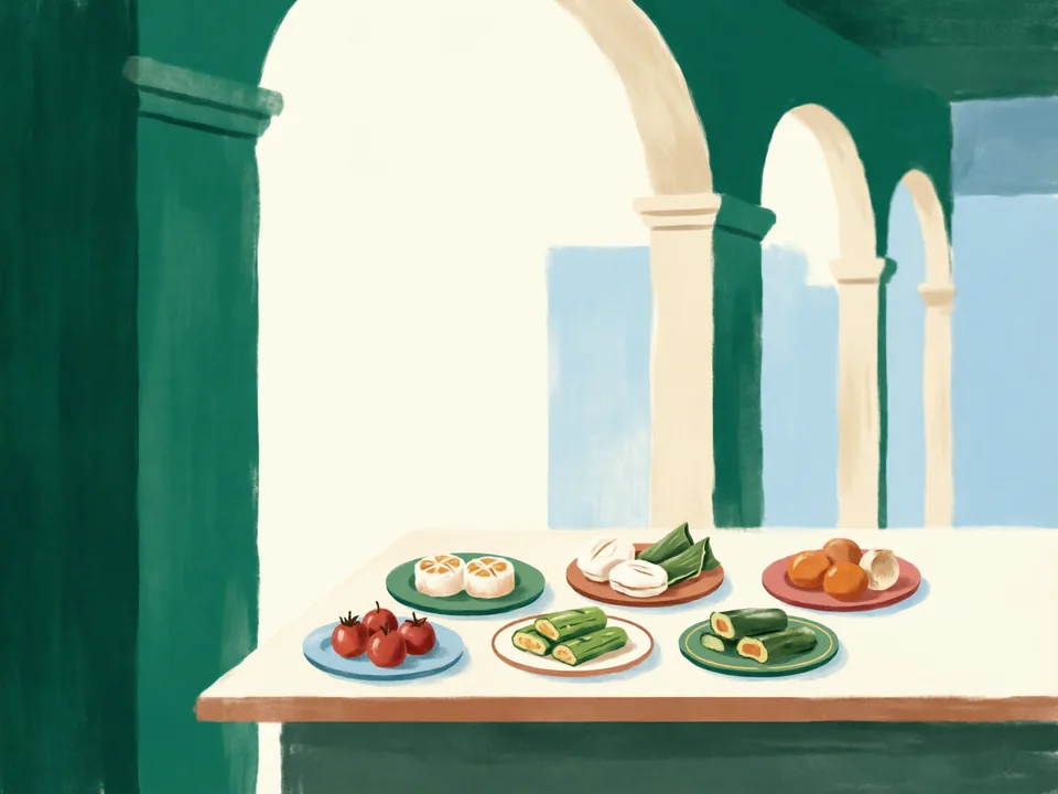 Concept illustration of A Xiguan snack walk in Liwan: Try a few small Cantonese bites around the old Xiguan streets