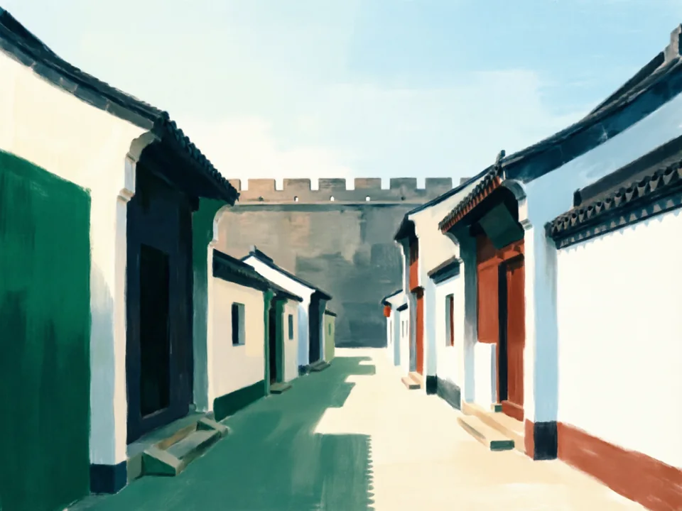 Concept illustration of Laomendong in Qinhuai: Restored old-city lanes near Zhonghua Gate