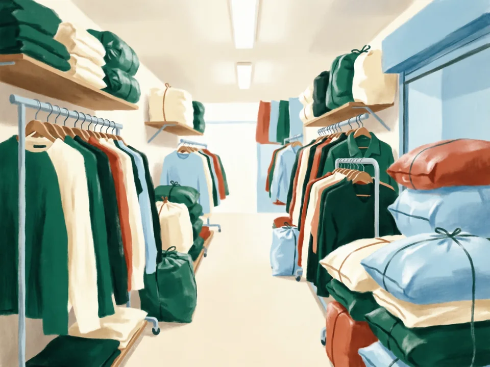Concept illustration of Qipu Road clothing wholesale in Hongkou: An orientation walk in a long-running clothing wholesale area